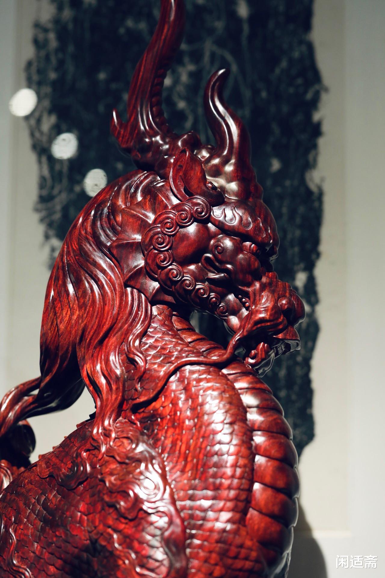 雕刻|小叶紫檀,麒麟神兽,全手工雕刻,木雕艺术摆件