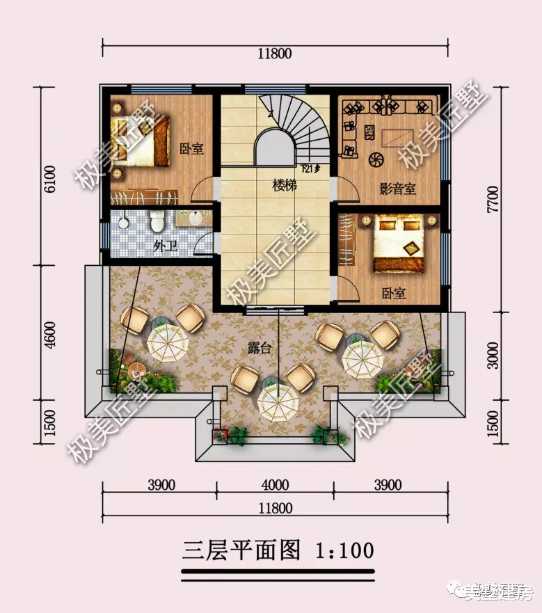 11.8X12.8米双露台设计的三层房,要是让我选,肯定就是它!
