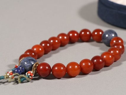 蜜蜡|清 蜜蜡十八子手持。