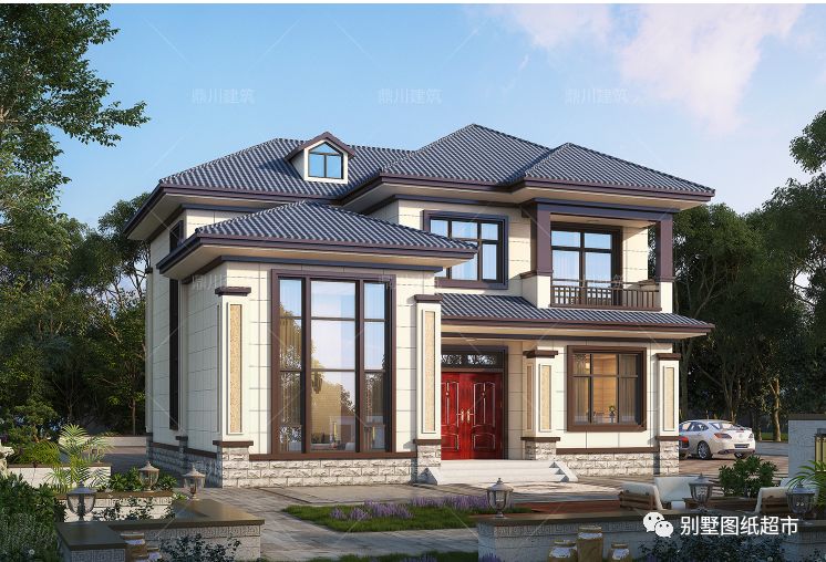 7套新中式二层农村别墅，第3第6套建的人最多，一层半那套颜值高