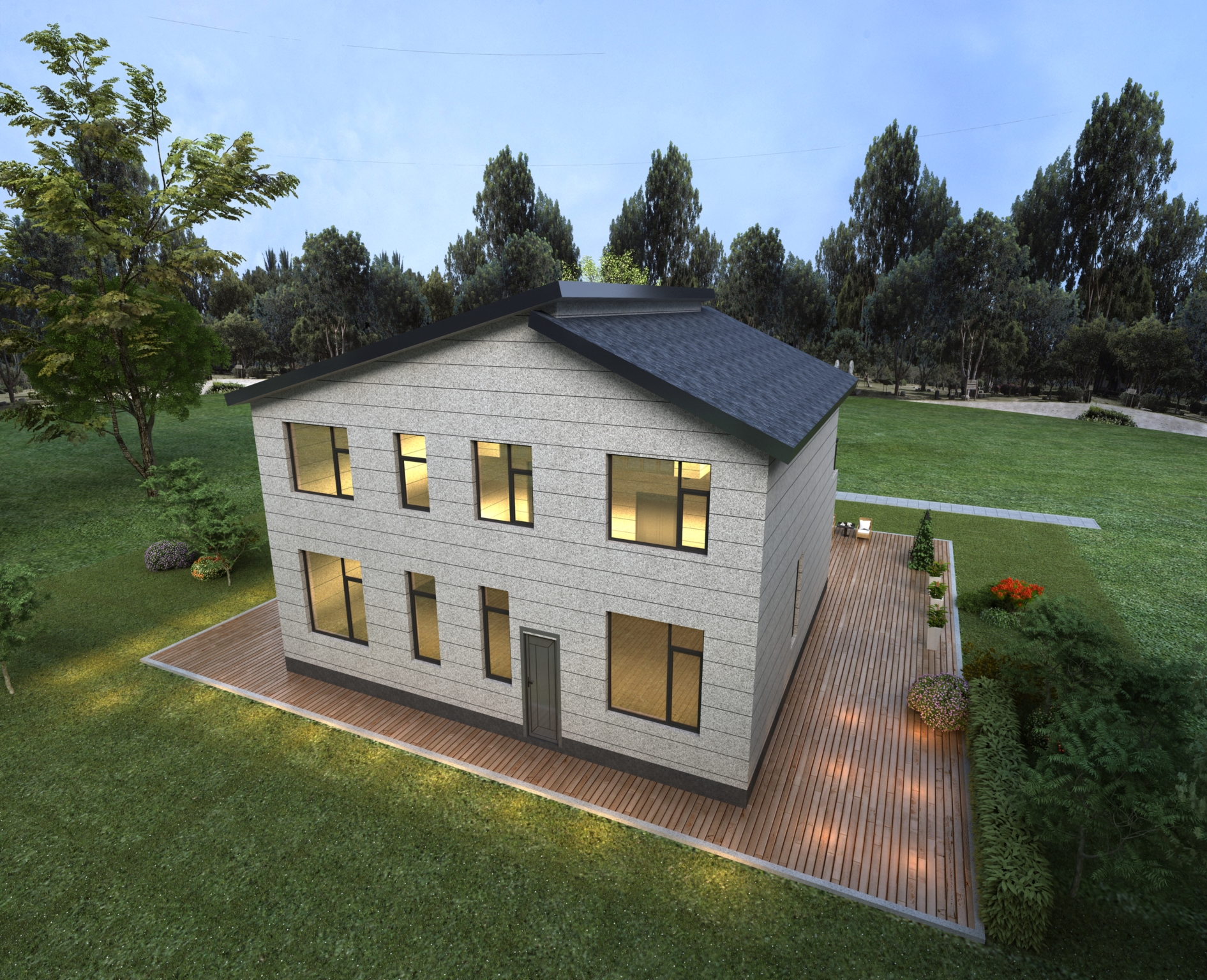 占地150平的现代二层住宅,六卧三卫布局合理舒适