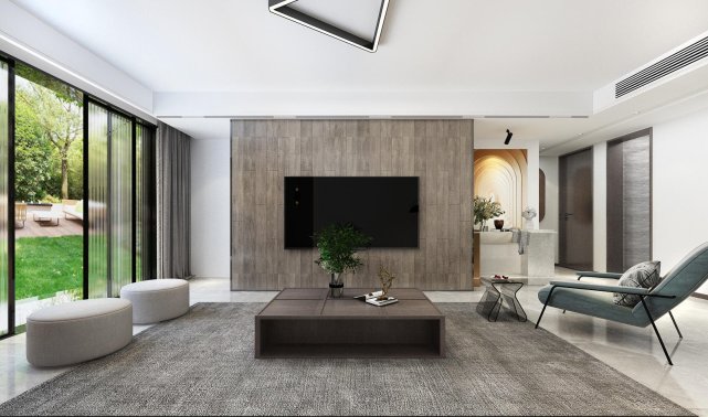 190平复式现代简约风设计,用花格对空间分割让空间更时尚感