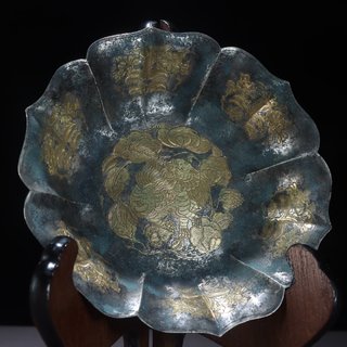 |旧藏 纯银措金 麒麟纹 赏盘