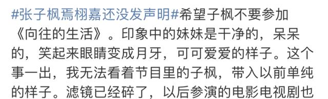 张子枫|张子枫事件持续发酵,小三言论不胫而走,已有人喊其退出《向往》