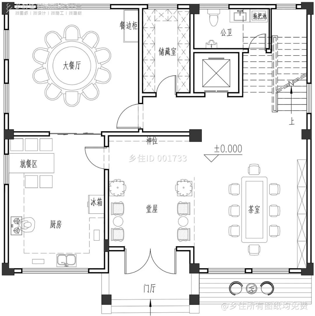 乡住免费图纸福建漳州四层新中式别墅土建105万面宽12.4m进深12m