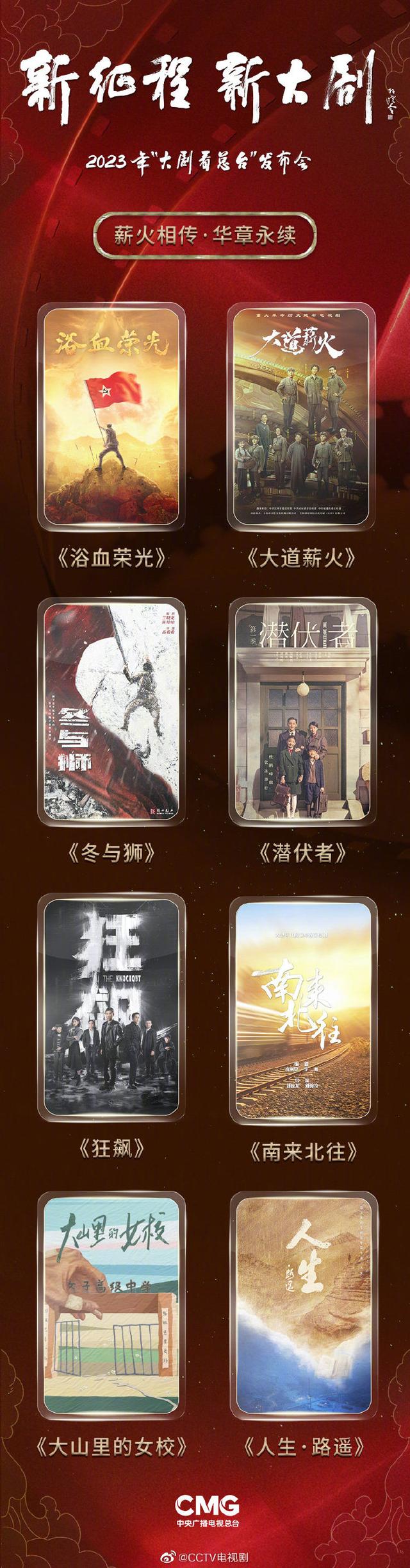 央视|央视2023片单：胡歌 张嘉益 黄晓明 白敬亭 陈晓 毛晓彤 王凯 吴磊 宋茜