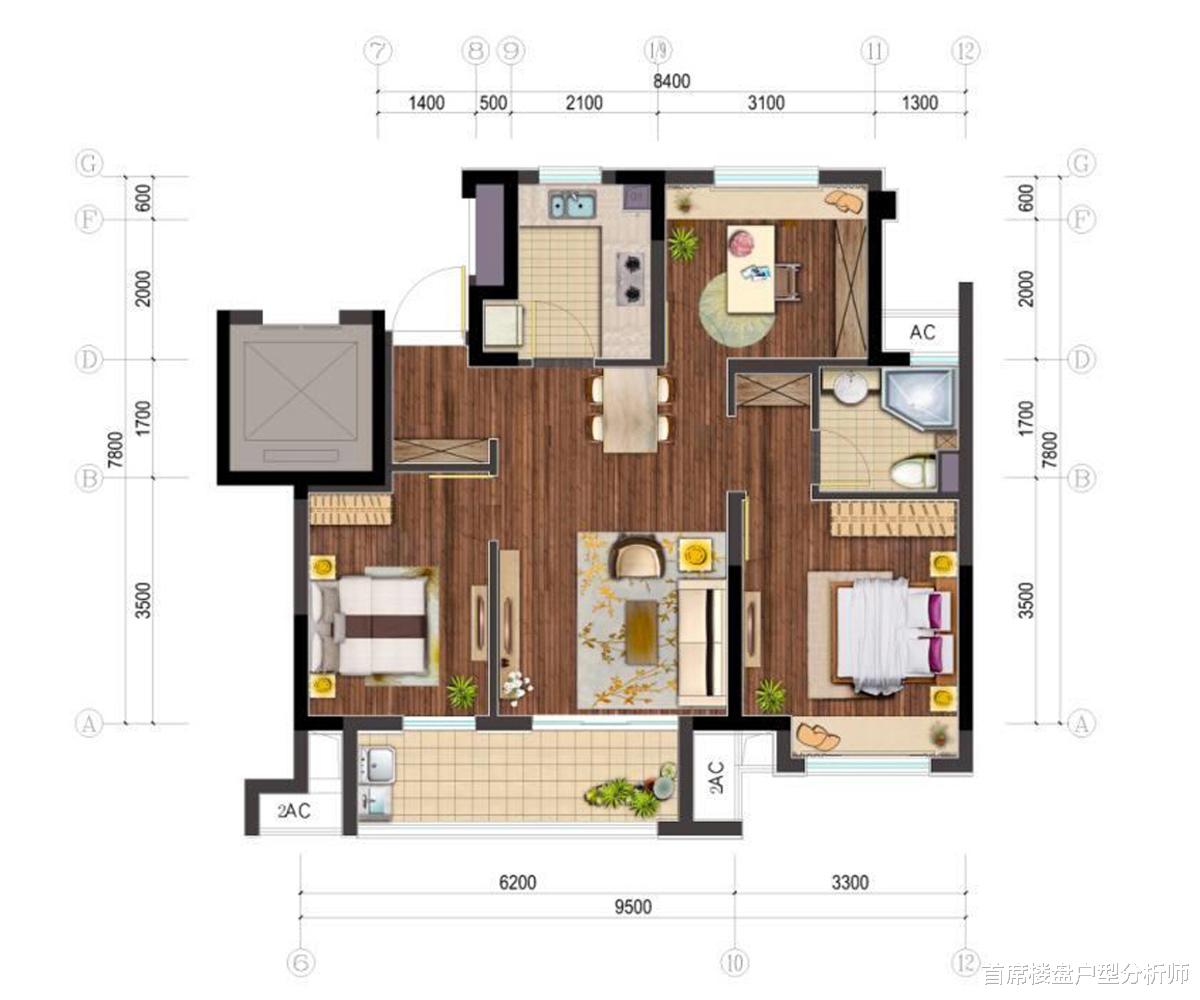 这应该是刚需业主最喜欢的完美户型了,没有之一