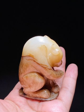 和田玉籽料|宋 和田玉籽料 白玉 沁色 玉熊 摆件 把件