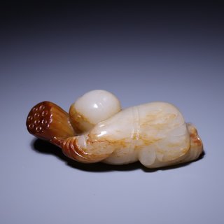 蜜蜡|和田玉童子抱莲