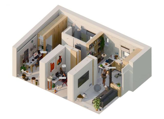 不服不行!45㎡的房子,她靠2面活动墙,直接摇身一变成两室一厅