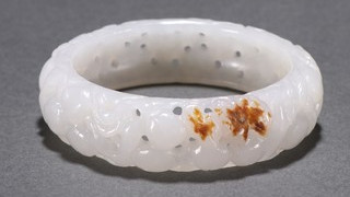 |旧藏 和田玉镂空雕福寿纹手镯