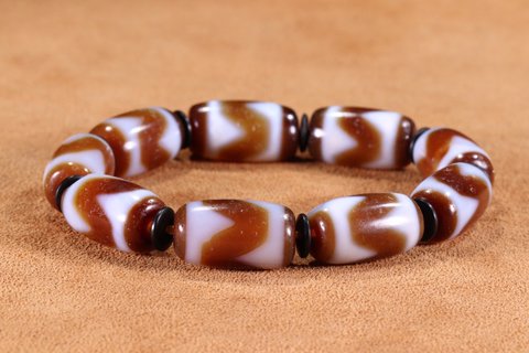 天珠|【藏传精品至纯虎牙天珠 手串】