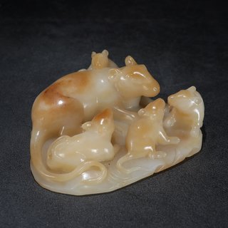 银币|旧藏 和田玉籽料 多子多福 摆件