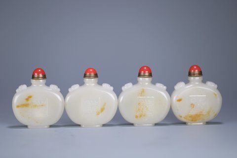 鼻烟壶|旧藏 老和田玉籽料八仙鼻烟壶一套