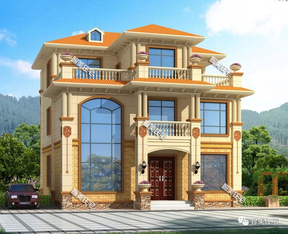 简欧别墅带旋转楼梯设计,外观颜值高,室内格局也是非同一般