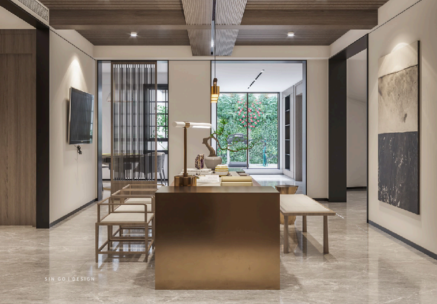 558平米新中式风别墅装修案例 动线“公”“私”分明!