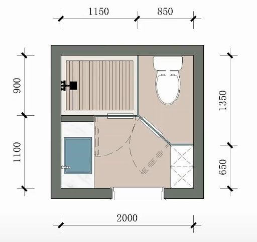 4平米的卫生间,一样能做干湿分离。