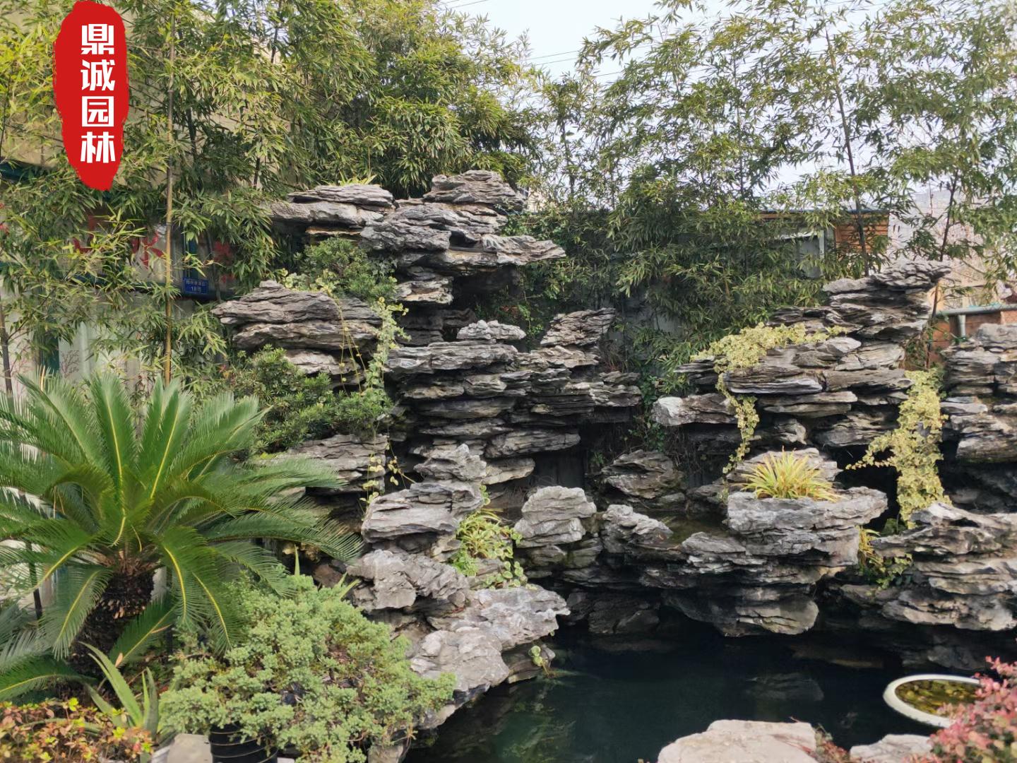 英石庭院特色景观假山堆叠造景设计