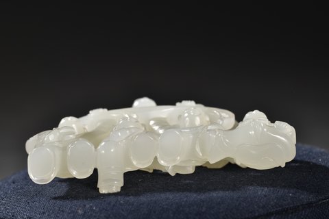 |清 和田玉 五子登科 雕件