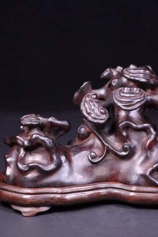 80年代|旧藏：老紫檀木雕“吉祥如意”笔架