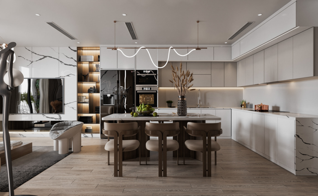 128㎡的家,全屋轻奢精致,收纳一丝不苟