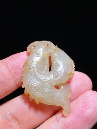 和田玉籽料|宋 和田玉籽料沁色 双鱼珮 挂件 吊坠