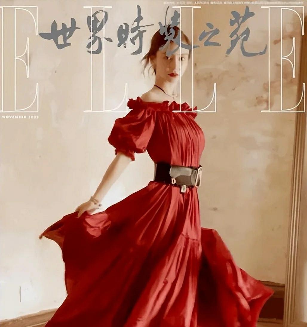 Angelababy|Angela baby红裙似火登上ELLE月刊,侧颜与姚晨和秦岚相似度极高!