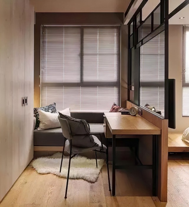 不用专门预留书房了,卧室一体化设计,实用又节省空间