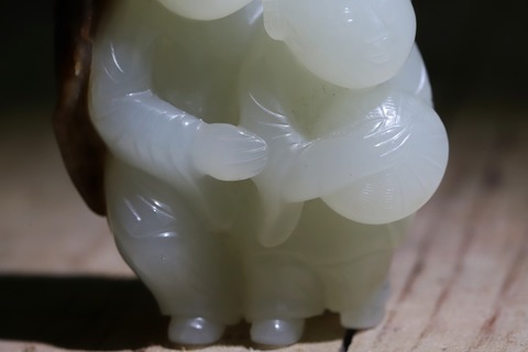 翡翠|和田玉籽料“秋葵皮 和合二仙”