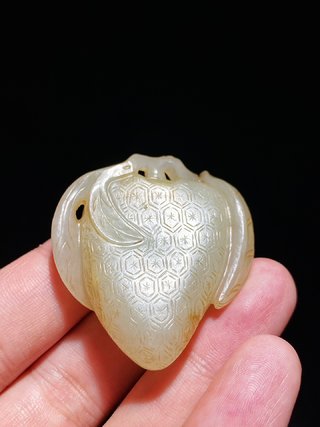 博物馆|清中期 和田玉籽料 白玉 荔枝坠 荔枝纹 挂件