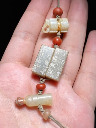 和田玉籽料|明以前 和田玉籽料 辟邪三宝 串饰 挂件