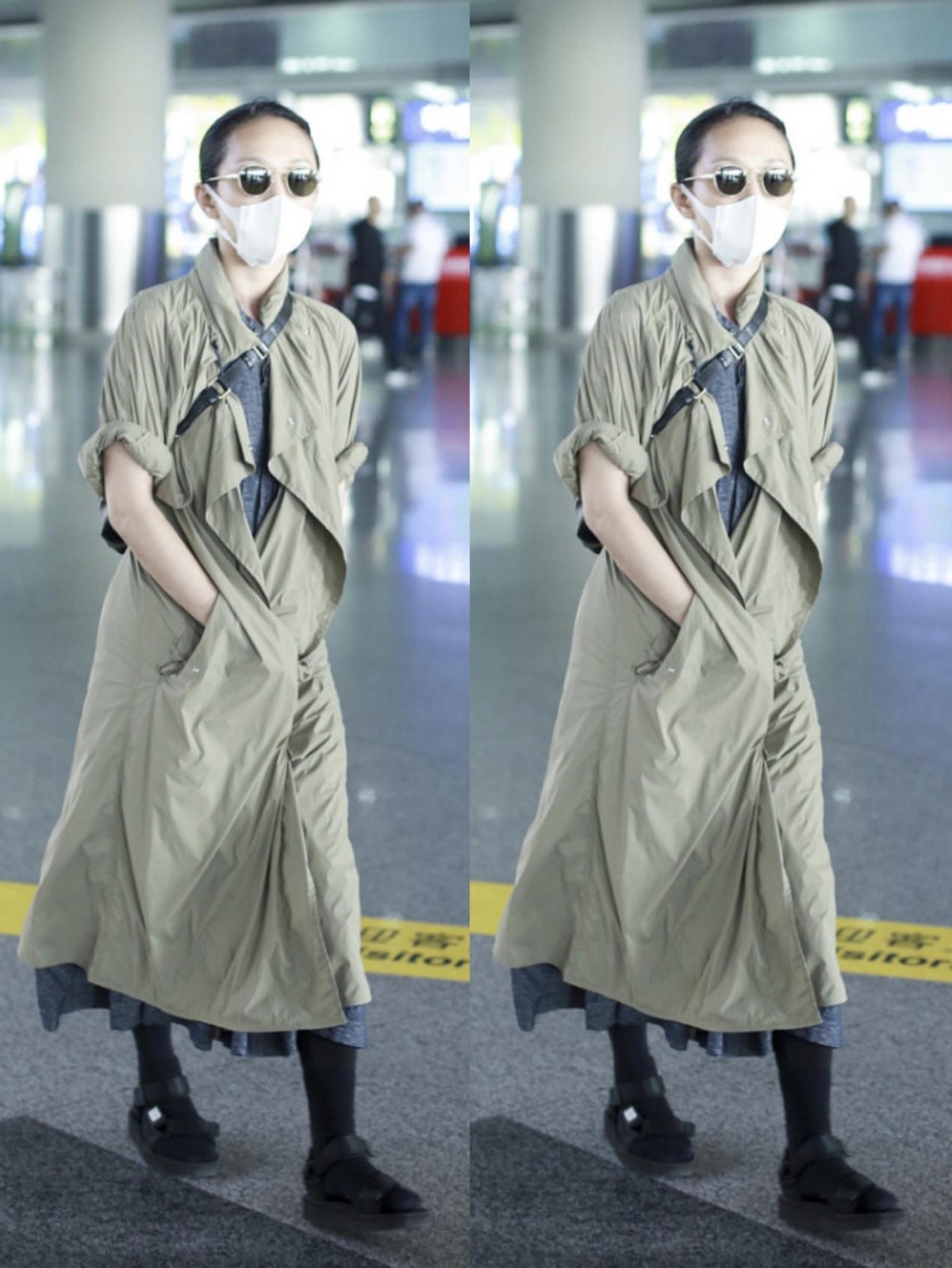 周迅|周迅出门真够随意的,素面朝天也不打扮打扮,好在穿风衣挺有气质