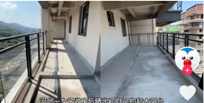 河北邢台,一名女子买房时,意外免费获得一个17米的大阳台,女子喜出望外,立马拿下!
