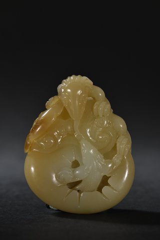 菠菜|和田玉螭龙挂件