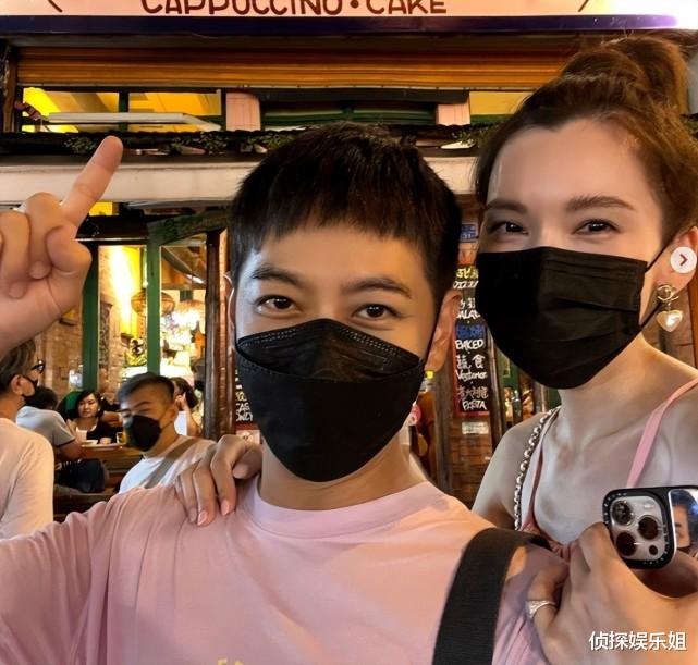 陈若仪|陈若仪晒老公儿子，林志颖被Kimi搭肩膀，父子穿亲子装背影超像