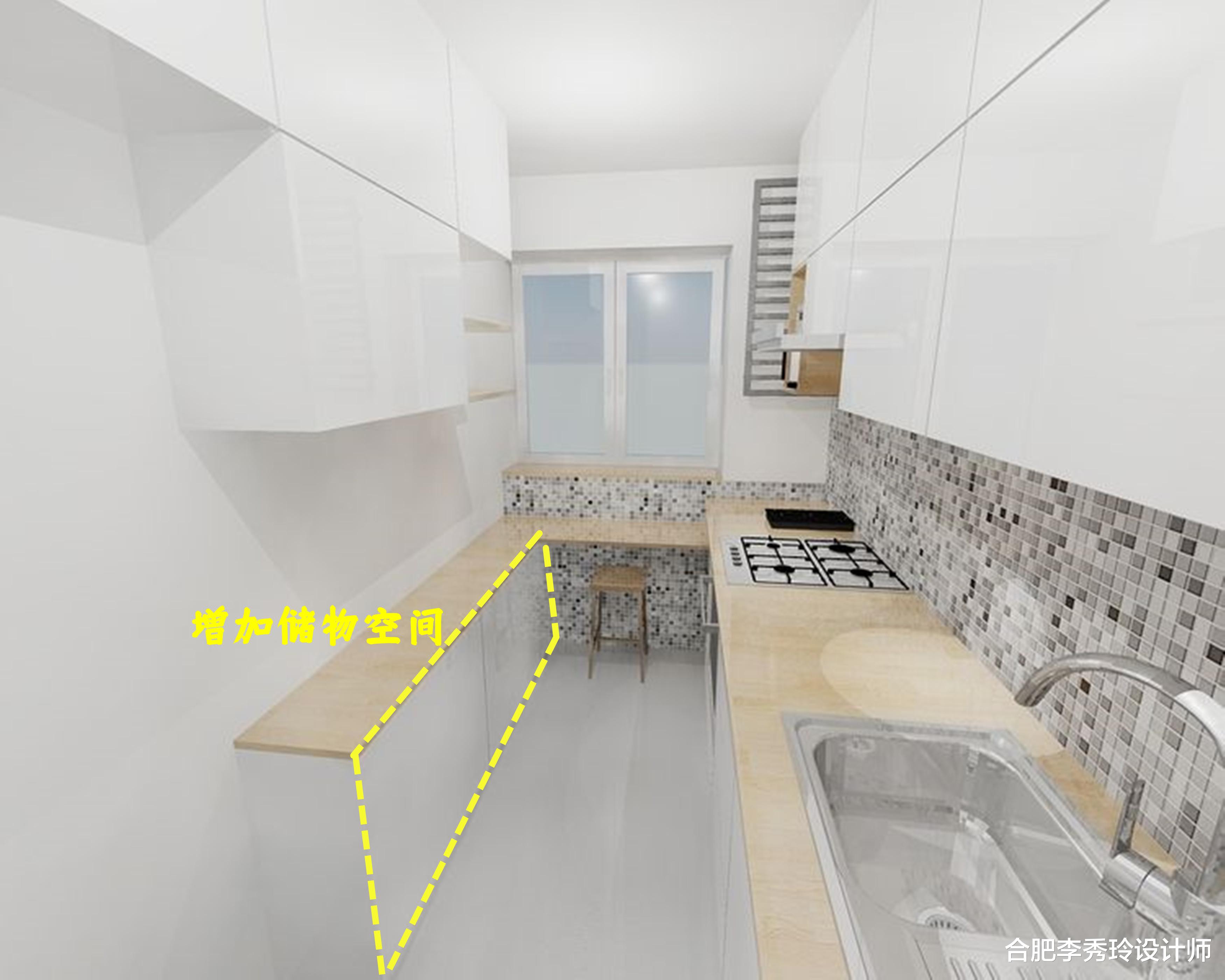 狭长型厨房,靠L型橱柜收纳肯定不够!定制窄柜实现“储物翻身”