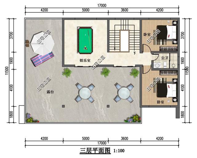 17×10米带大主卧的三层现代别墅,“L”型大露台和落地窗更配