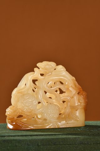 |清代 和田玉松鹤延年摆件