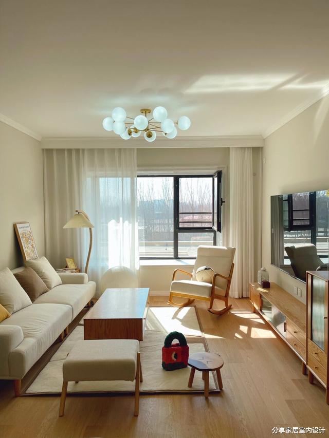 学她家89平原木风小三房,全屋花14W,不做吊顶不做电视墙很喜欢