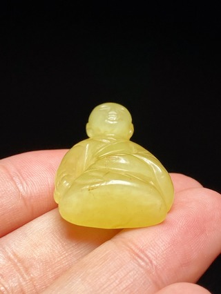 |清 和田玉 黄玉 玉人 挂件 把件