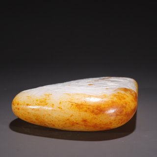 和田玉籽料|旧藏·和田玉籽料黄财神原石摆件