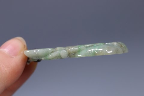 翡翠|回流 老翡翠荷叶牌一对