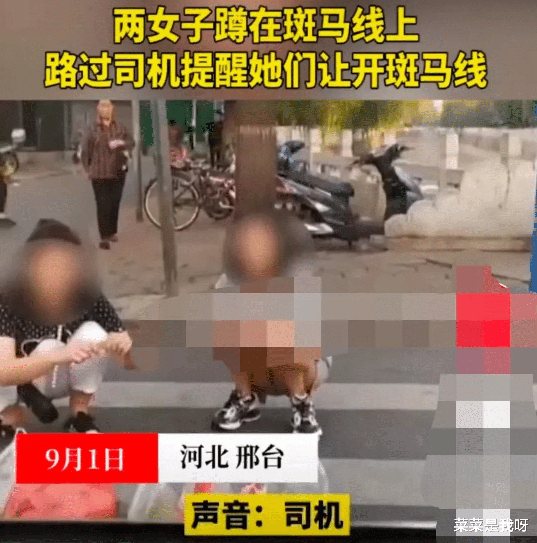 两名女子蹲斑马线上,路过司机等了很久仍不见她们离开,提醒遭骂