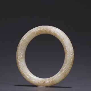 玉雕|旧藏·老和田玉雕祥云纹手镯