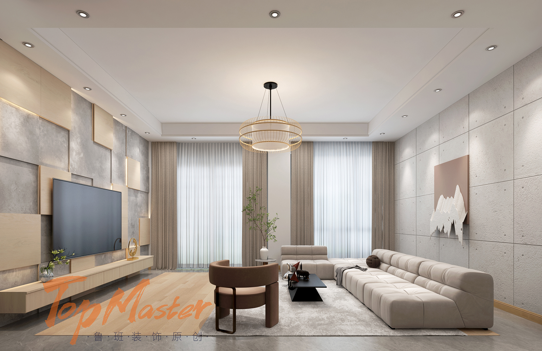 【鲁班装饰】倚澜苑300m2现代简约风格 纯粹的意境