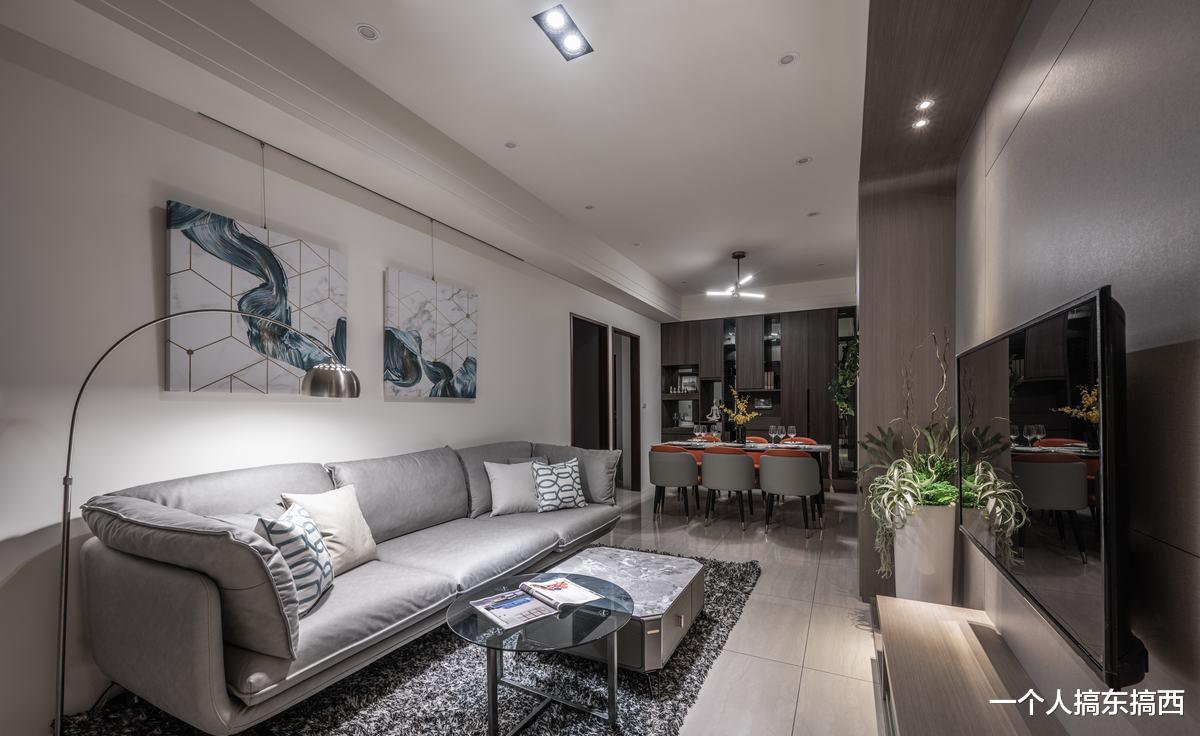 110平简约现代风两室一厅设计,客厅通透明亮, 餐厅装修很漂亮!