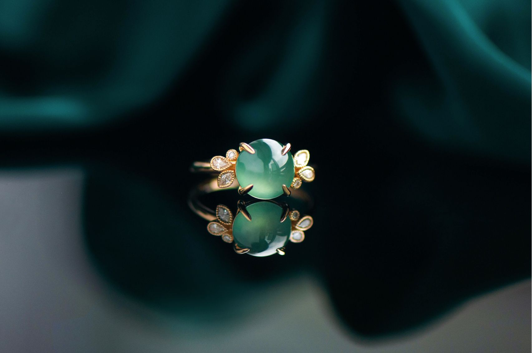 |温柔富贵花，定制晴水翡翠戒指