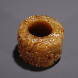 菩提|和田玉籽料狮子纹扳指