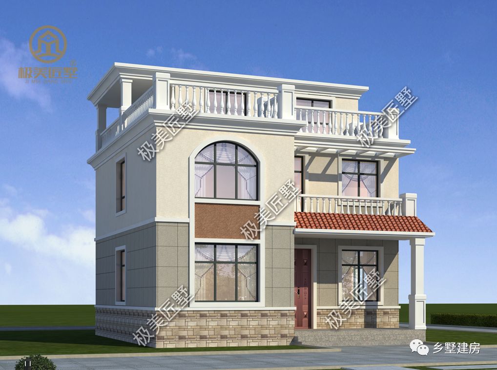 9.08X9.9米农村建房新风尚,家家都做平屋顶,造价不高又实用