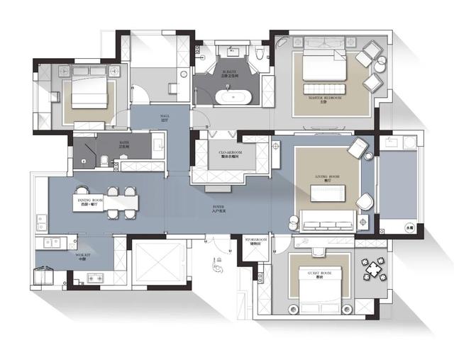 210㎡现代轻奢,华丽优雅的设计,不凡脱俗好高级